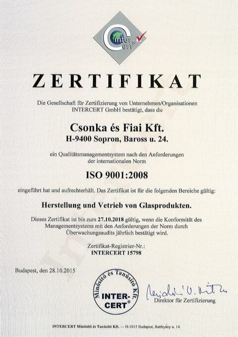 ISO9001 Zertifikat (2018-2021.)